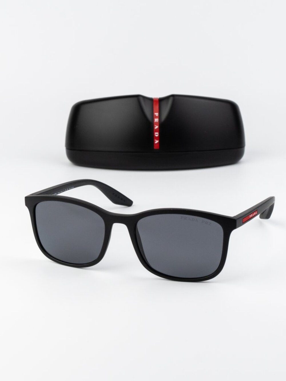 Prada Linea Rossa Men Sunglasses Rubbered Black Grey Polarized PSA08S DG002G